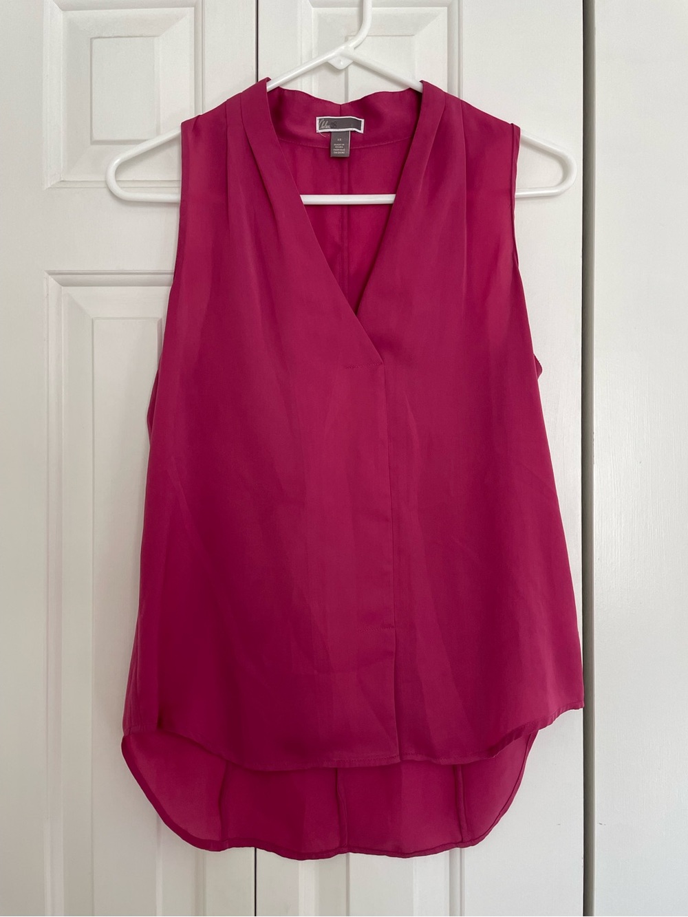 Chelsea28 Sleeveless V-Neck Blouse in Fuchsia Pink Color
